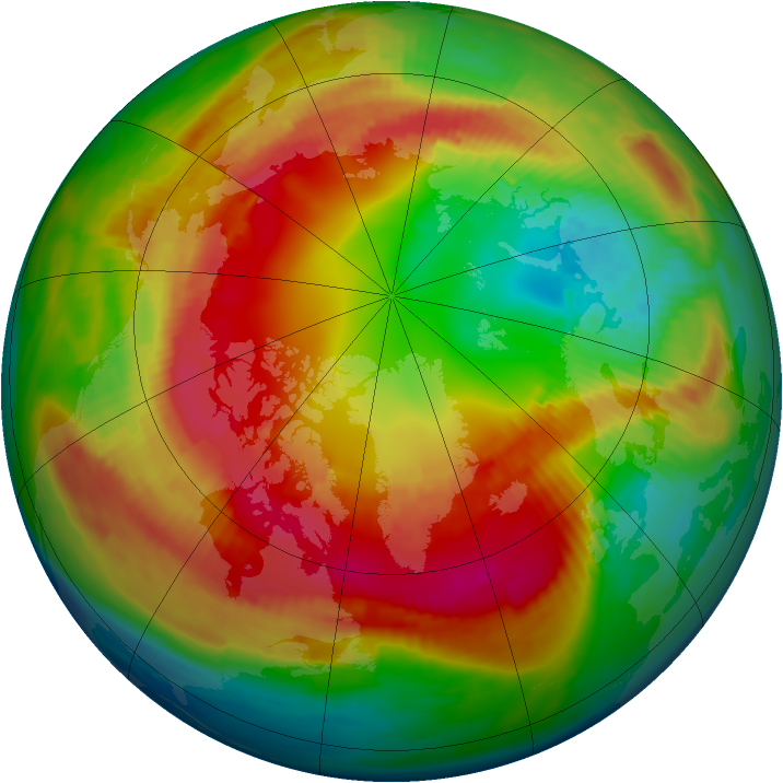 Arctic ozone map for 17 February 1990